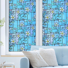 Magnolia Floral Stained Glass Decorative Privacy Window Film