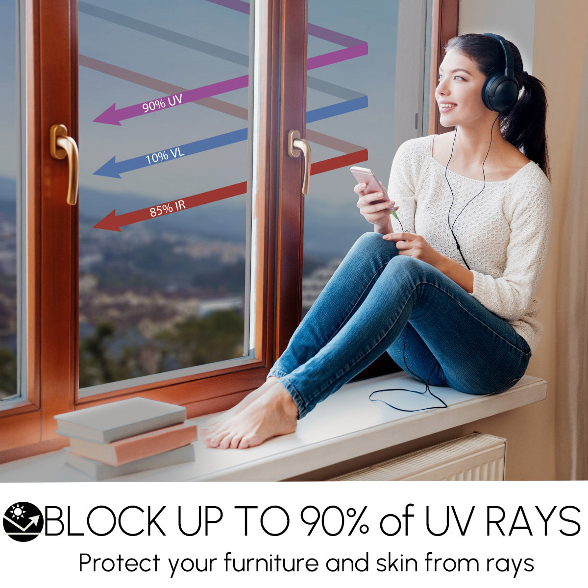 HIDBEA One Way Window film | window film tint | Black-Sliver