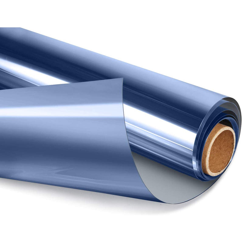Non-Adhesive Heat Control Window Film One Way Static Cling Window Tint, Blue-Silver