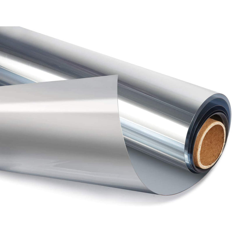 Non-Adhesive Heat Control Window Film One Way Static Cling Window Tint, Silver