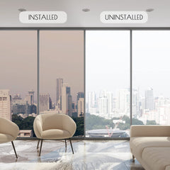 Non-Adhesive Heat Control Window Film One Way Static Cling Window Tint, Brown-Sliver