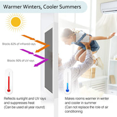 Non-Adhesive Heat Control Window Film One Way Static Cling Window Tint, Silver