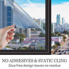Non-Adhesive Heat Control Window Film One Way Static Cling Window Tint, Silver