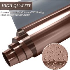 Non-Adhesive Heat Control Window Film One Way Static Cling Window Tint, Brown-Sliver