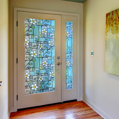 Magnolia Floral Stained Glass Decorative Privacy Window Film