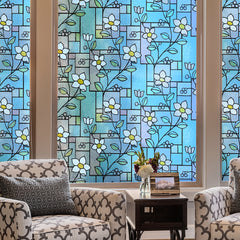 Magnolia Floral Stained Glass Decorative Privacy Window Film