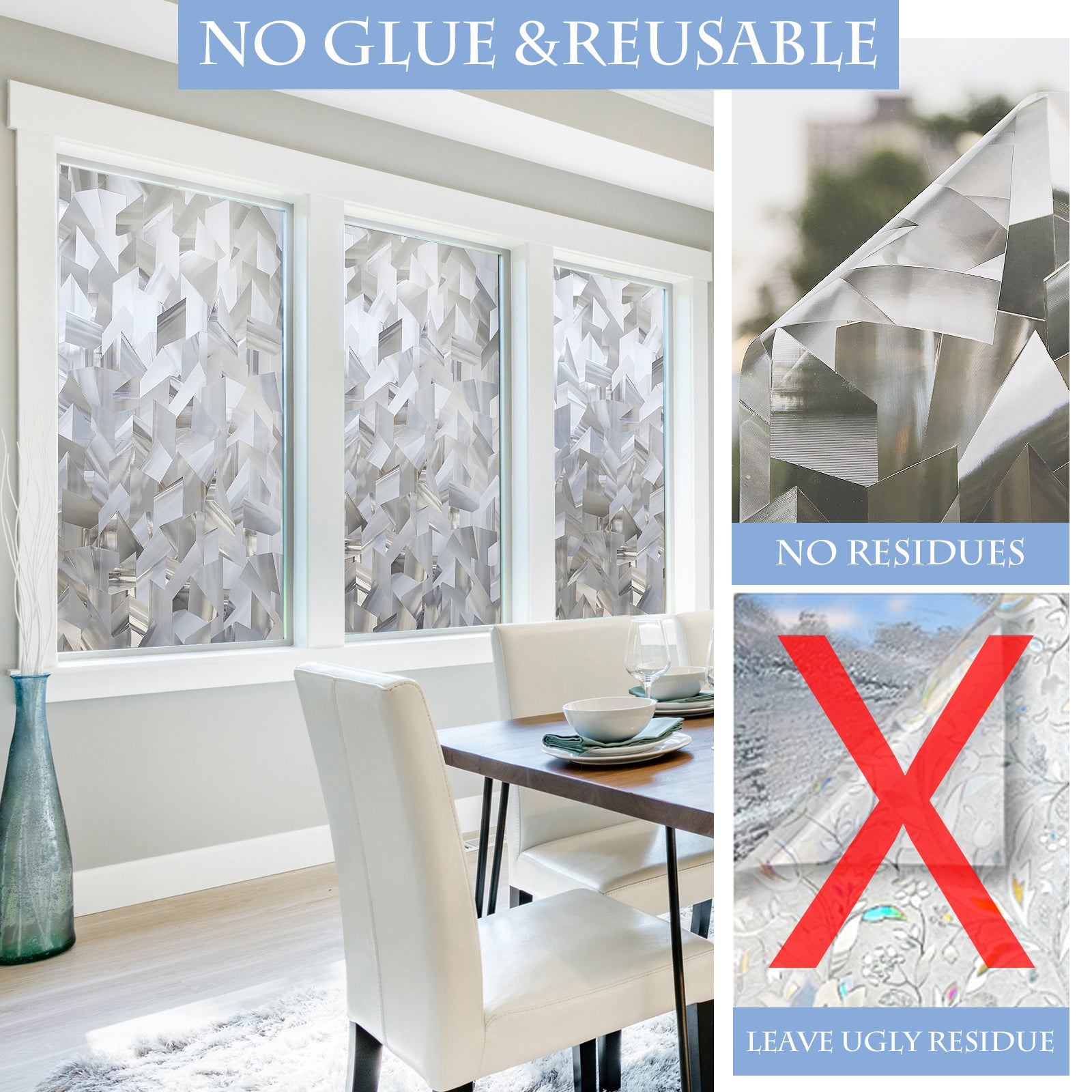 HIDBEA 17 in. x 78.7 in. Geometric Decorative Window Film