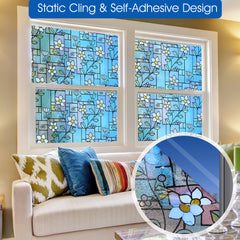 Magnolia Floral Stained Glass Decorative Privacy Window Film