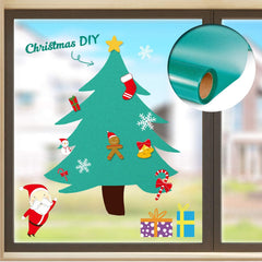 Non-Adhesive Green Frosted Privacy Decorative Window Film