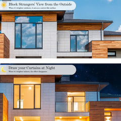 Non-Adhesive Heat Control Window Film One Way Static Cling Window Tint, Black-Sliver