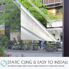 Non-Adhesive Heat Control Window Film One Way Static Cling Window Tint, Black-Sliver