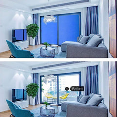 Hidbea blue privacy windows film interior view for privacy and decor.