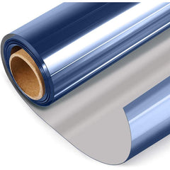 Non-Adhesive Heat Control Window Film One Way Static Cling Window Tint, Blue-Silver