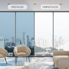 Non-Adhesive Heat Control Window Film One Way Static Cling Window Tint, Blue-Silver