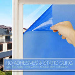 Hidbea blue privacy windows film interior view for privacy and decor.