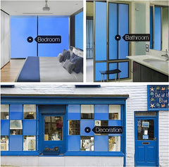 Hidbea blue privacy windows film for enhancing privacy and stylish interiors.